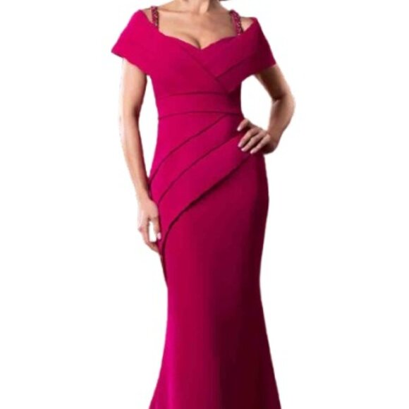 NWT Alexander by Daymor 1576 Layered Mother of the Bride Dress Fuchsia Size 6 - Picture 1 of 6
